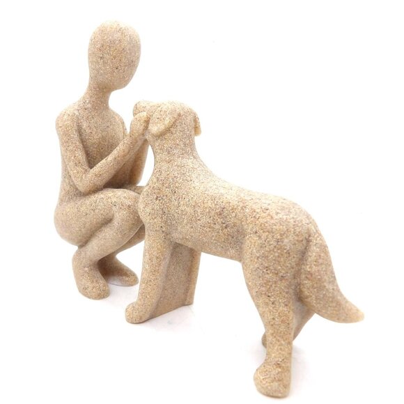 Modern art Man and Dog Sculpture Figurine Resin New - Picture 3 of 3